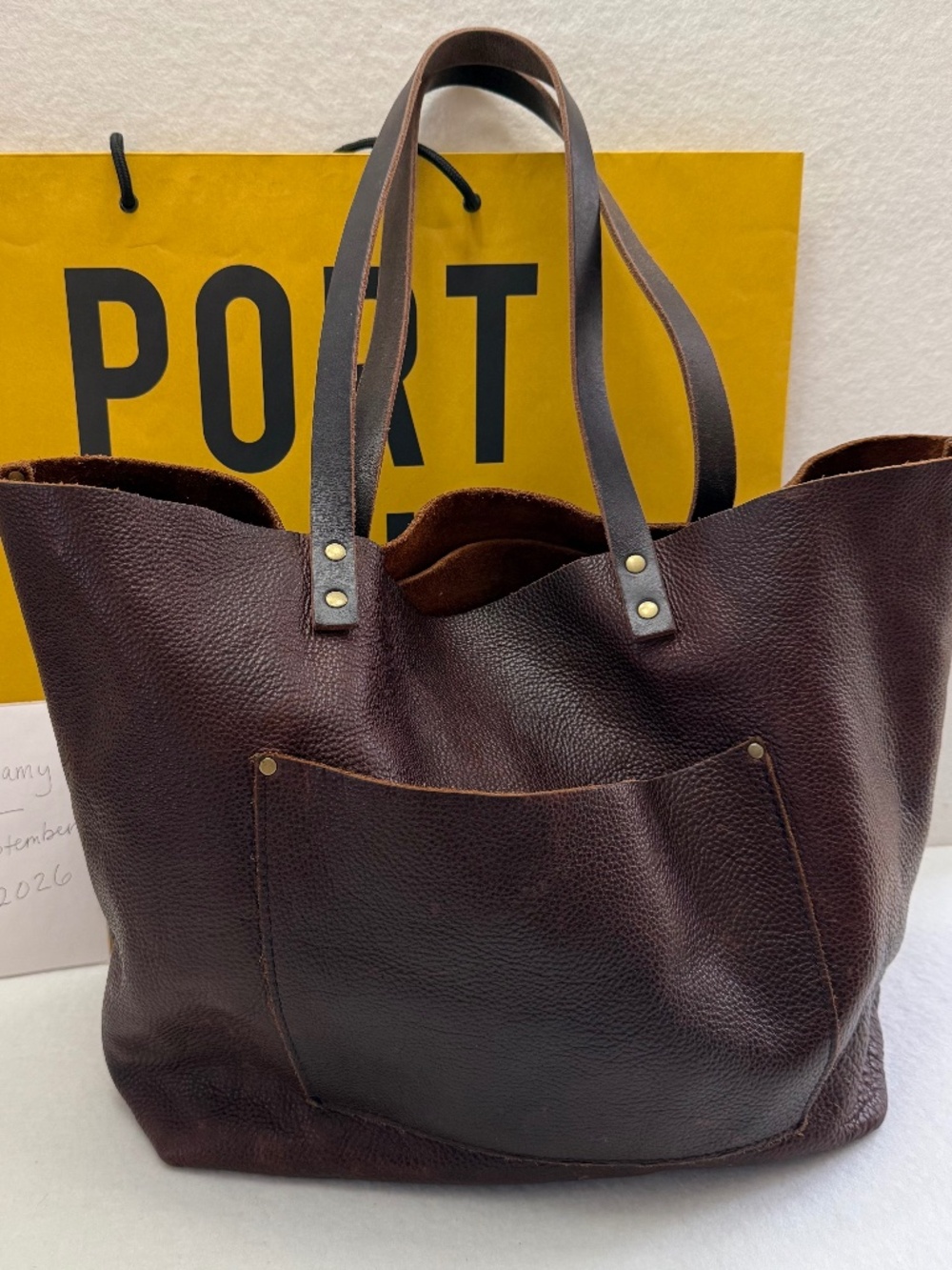 PLG Portland Leather Goods Large Classic Leather Tote in Coldbrew Dark Brown EUC